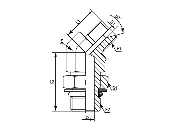 A drawing of DABPM4065 hydraulic adaptor.