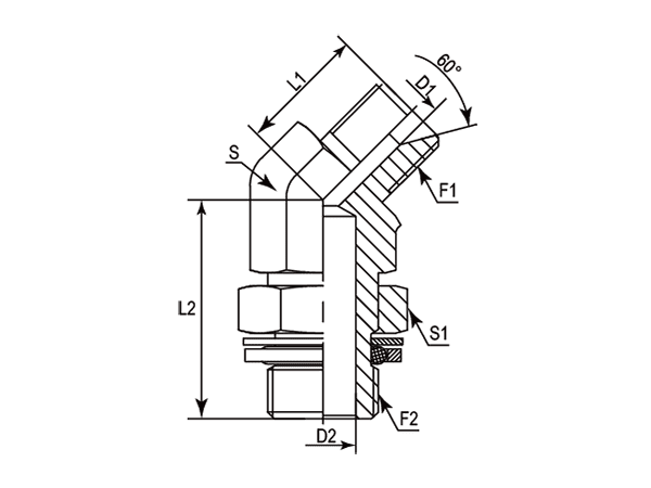 A drawing of DABPM406Q hydraulic adaptor.