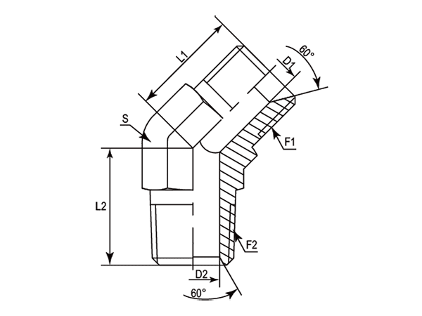 A drawing of DABPM407M hydraulic adaptor.