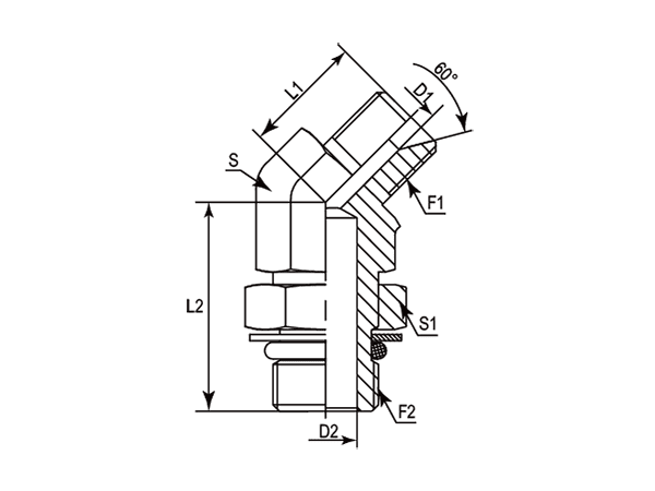 A drawing of DABPM4525 hydraulic adaptor.