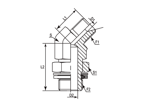 A drawing of DABPM452Q hydraulic adaptor.