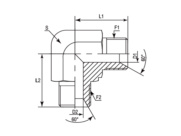 A drawing of DABPM905M hydraulic adaptor.