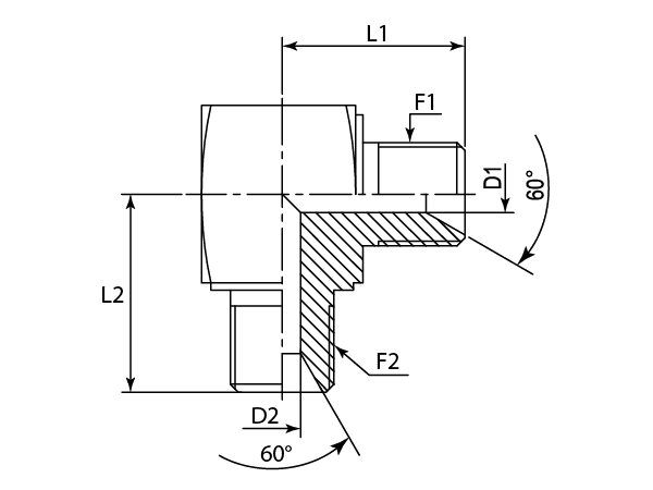 A drawing of DABPM905M-SQ hydraulic adaptor.
