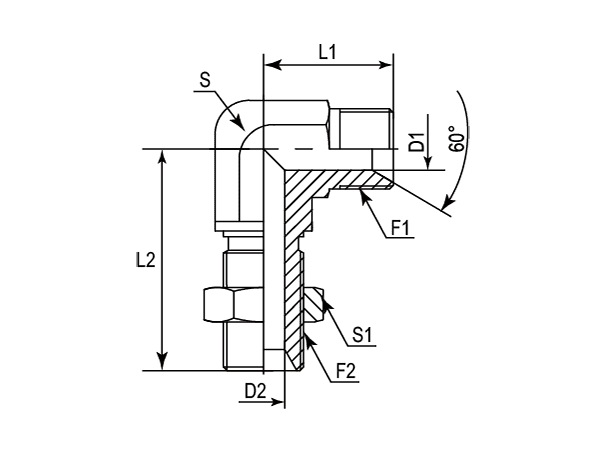 A drawing of DABPM905T hydraulic adaptor.