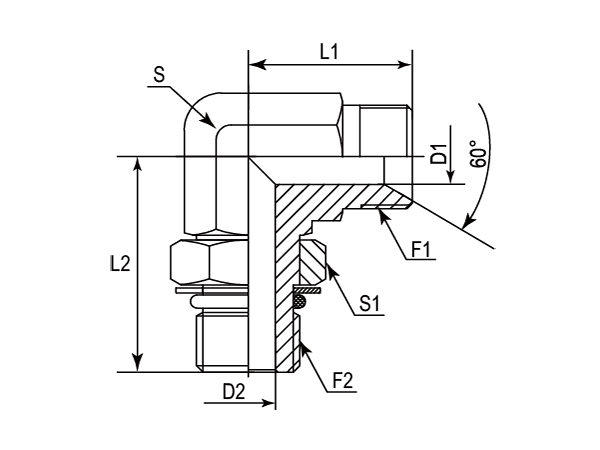 A drawing of DABPM9065 hydraulic adaptor.
