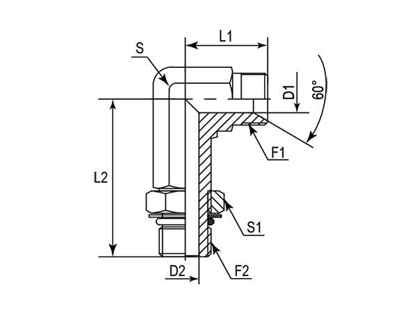 A drawing of DABPM906J hydraulic adaptor.