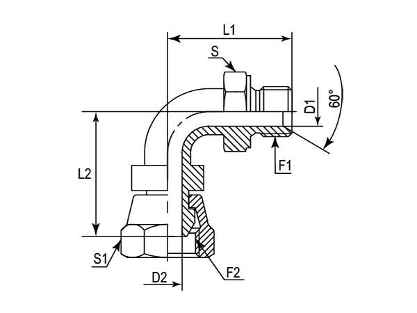 A drawing of DABPM9081-B hydraulic adaptor.