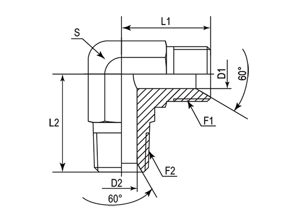 A drawing of DABPM928M hydraulic adaptor.