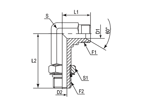 A drawing of DABPM930J hydraulic adaptor.