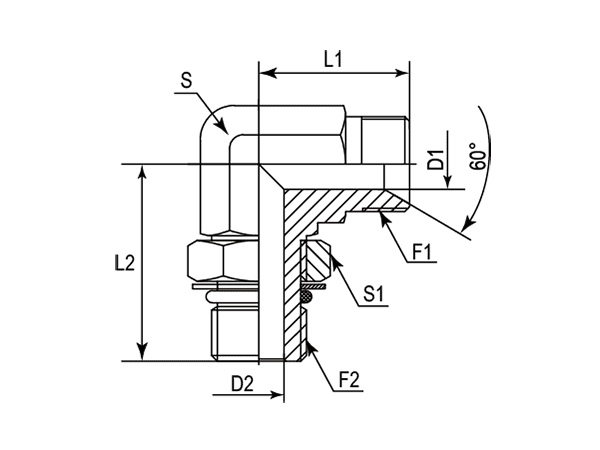A drawing of DABPM9525 hydraulic adaptor.
