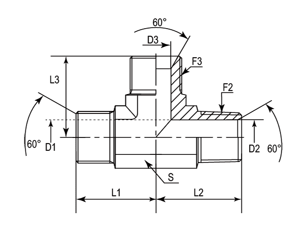 A drawing of DABPML28M hydraulic adaptor.
