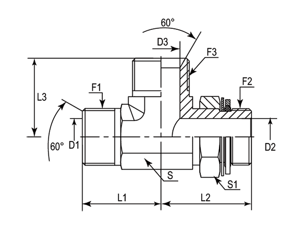 A drawing of DABPML52Q hydraulic adaptor.