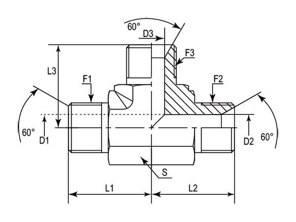 A drawing of DABPMT05M hydraulic adaptor.