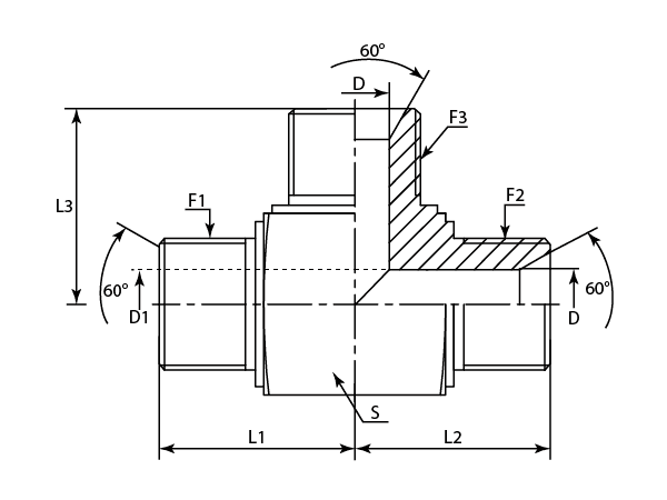 A drawing of DABPMT05M-SQ hydraulic adaptor.