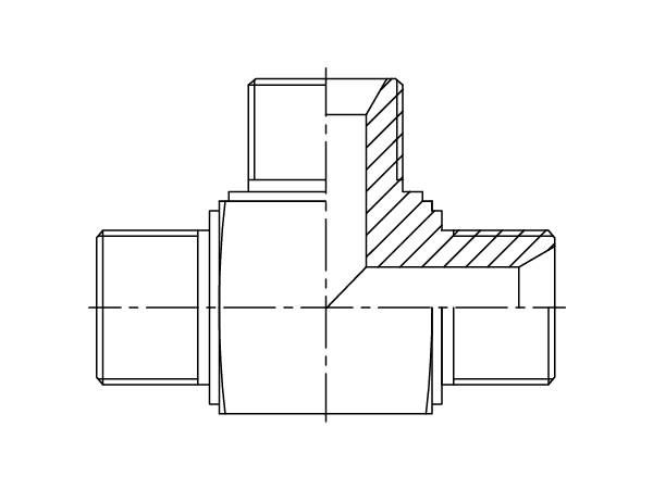 A drawing of DABPMT05M-SQ hydraulic adaptor.