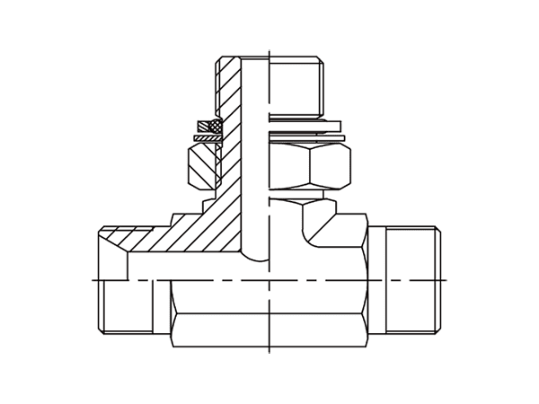 A drawing of DABPMT06Q hydraulic adaptor.