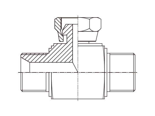 A drawing of DABPMT081-SQ hydraulic adaptor.