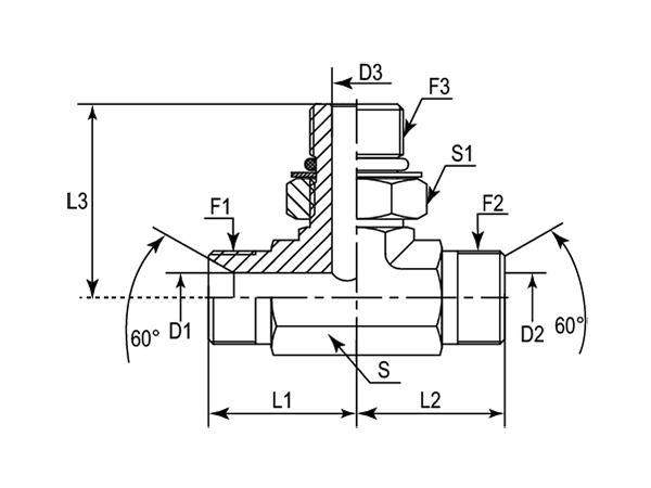 A drawing of DABPMT305 hydraulic adaptor.