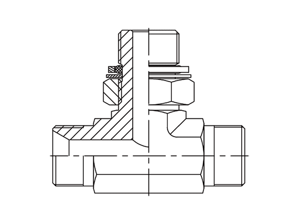 A drawing of DABPMT52Q hydraulic adaptor.