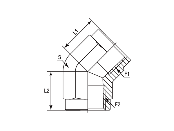 A drawing of DABTF407F hydraulic adaptor.