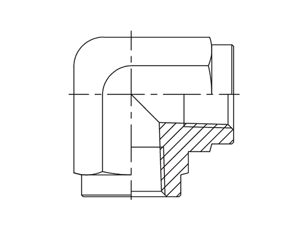 A drawing of DABTF907F hydraulic adaptor.