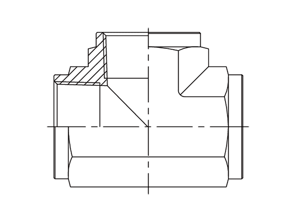 A drawing of DABTFT07F hydraulic adaptor.