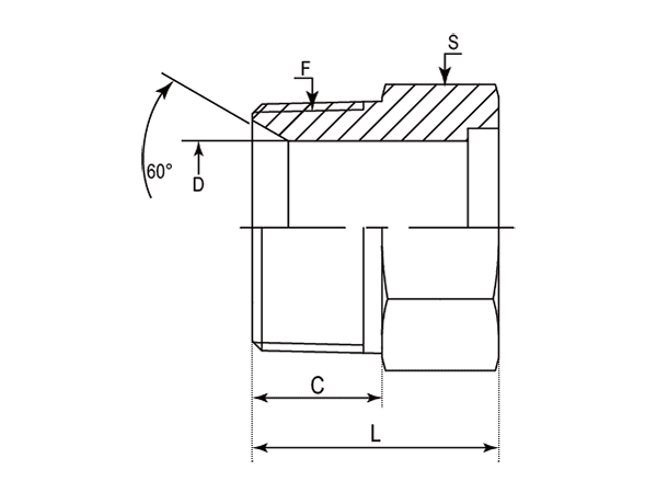 A drawing of DABTM100B hydraulic adaptor.