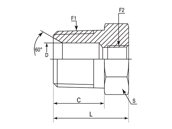 A drawing of DABTM107FR hydraulic adaptor.