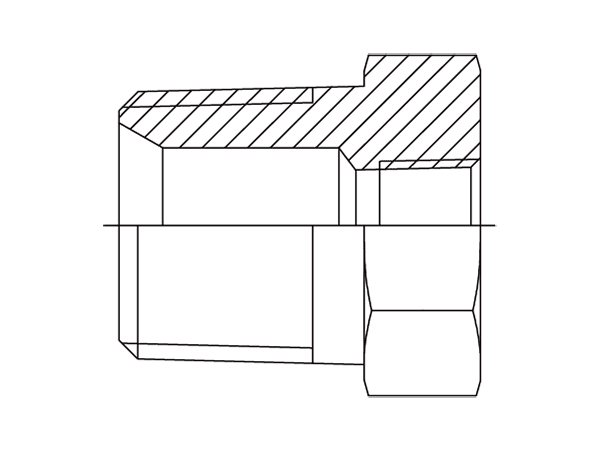 A drawing of DABTM107FR hydraulic adaptor.