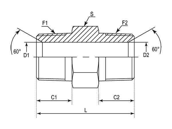 A drawing of DABTM107M hydraulic adaptor.