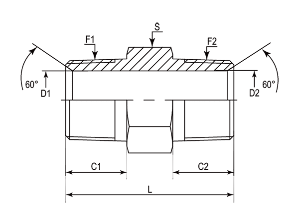 A drawing of DABTM128M hydraulic adaptor.