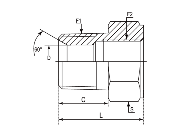 A drawing of DABTM152FR hydraulic adaptor.