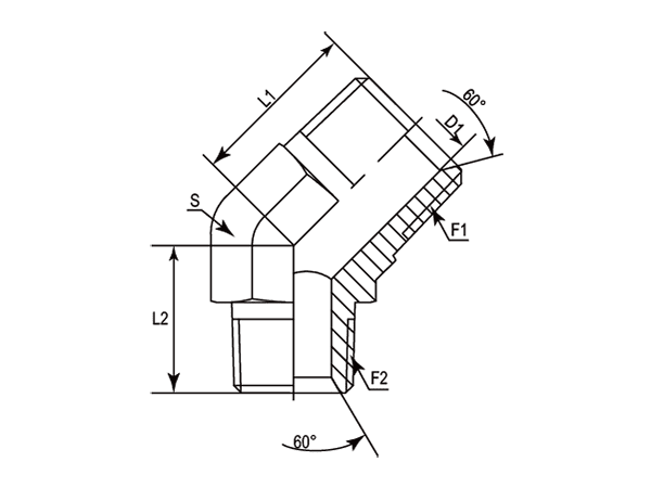 A drawing of DABTM407M hydraulic adaptor.