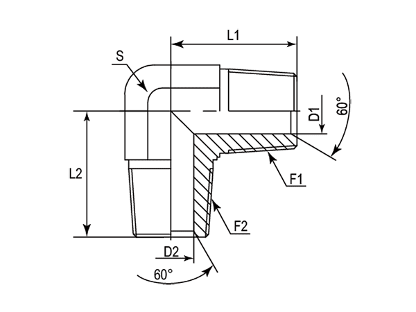 A drawing of DABTM907M hydraulic adaptor.