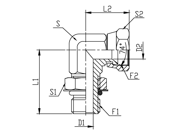 A drawing of DAJC19305 hydraulic adaptor.