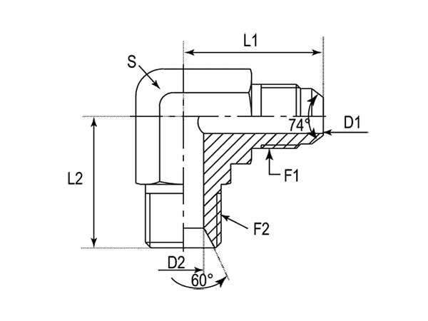A drawing of DAJCM905M hydraulic adaptor.