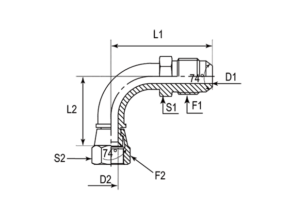 A drawing of DAJCM9251-L-B hydraulic adaptor.