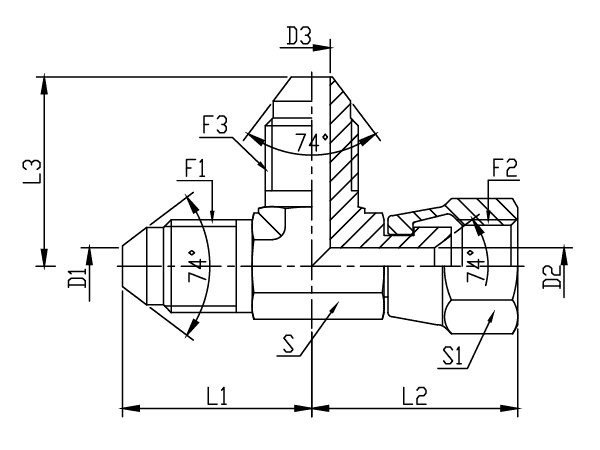 A drawing of DAJCML251 hydraulic adaptor.