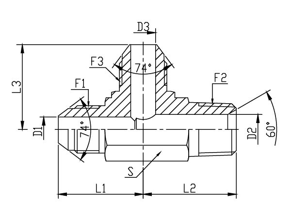 A drawing of DAJCML28M hydraulic adaptor.