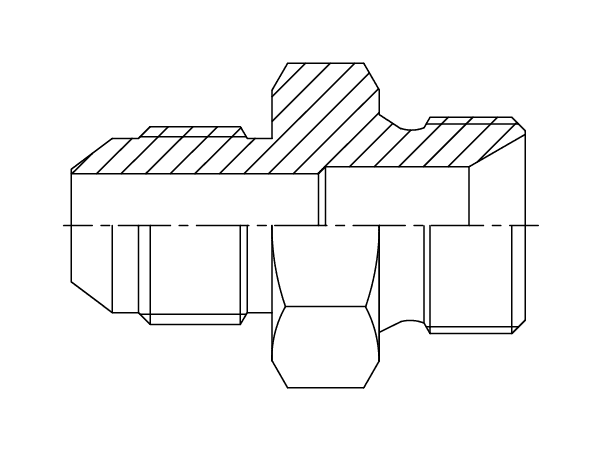 A drawing of DAJCMM105M hydraulic adaptor.