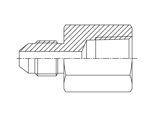 A drawing of DAJCMM128Fhydraulic adaptor.