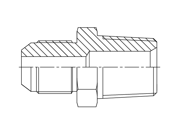 A drawing of DAJCMM128M hydraulic adaptor.