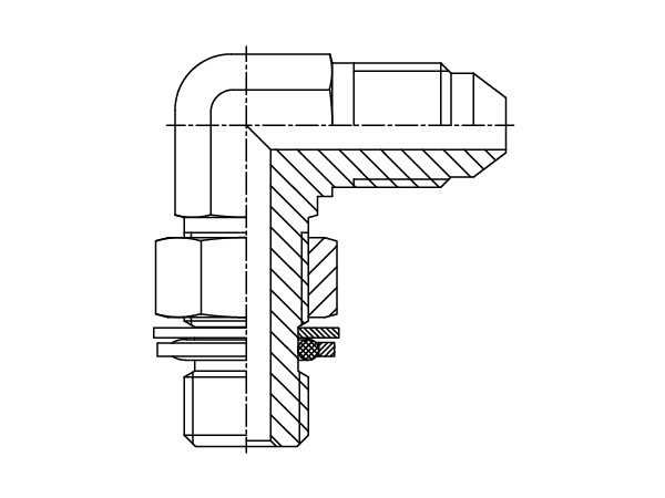 A drawing of dajcmm906q hydraulic adaptor.