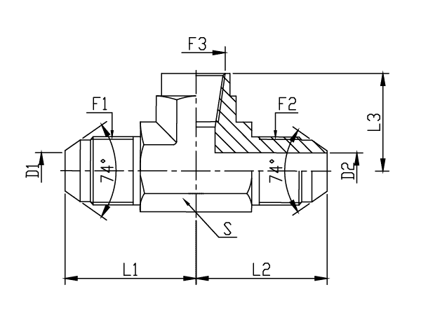 A drawing of DAJCMT28F hydraulic adaptor.