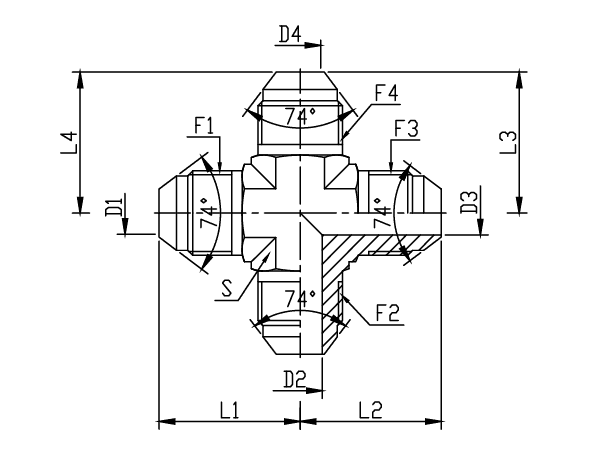 A drawing of DAJCMX25M hydraulic adaptor.