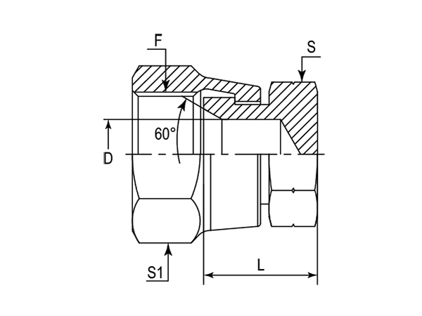 A drawing of DAJSB31000 hydraulic adaptor.