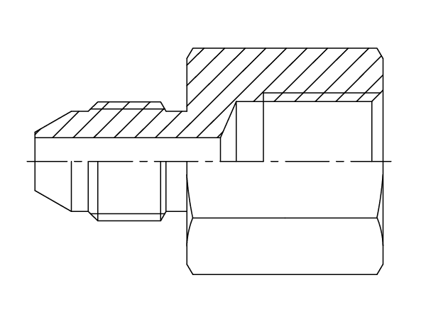 A drawing of DAJSBM105F hydraulic adaptor.