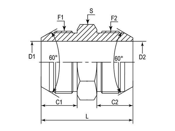 A drawing of DAJSBM105JM hydraulic adaptor.