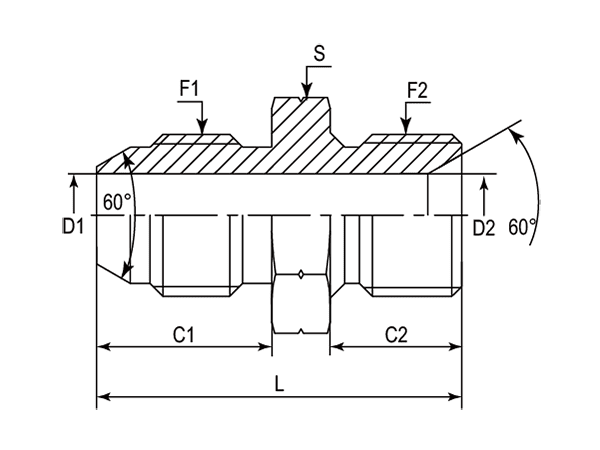 A drawing of DAJSBM105M hydraulic adaptor.