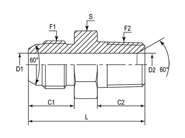 A drawing of DAJSBM107M hydraulic adaptor.
